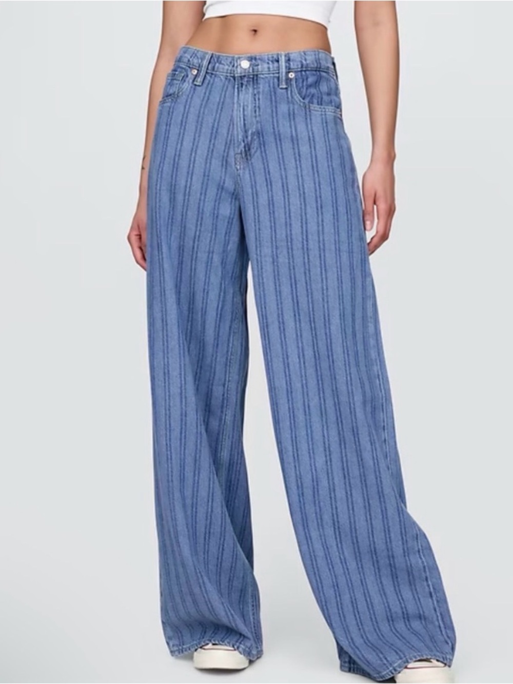 GAP Wide-Leg Striped Blue Jeans